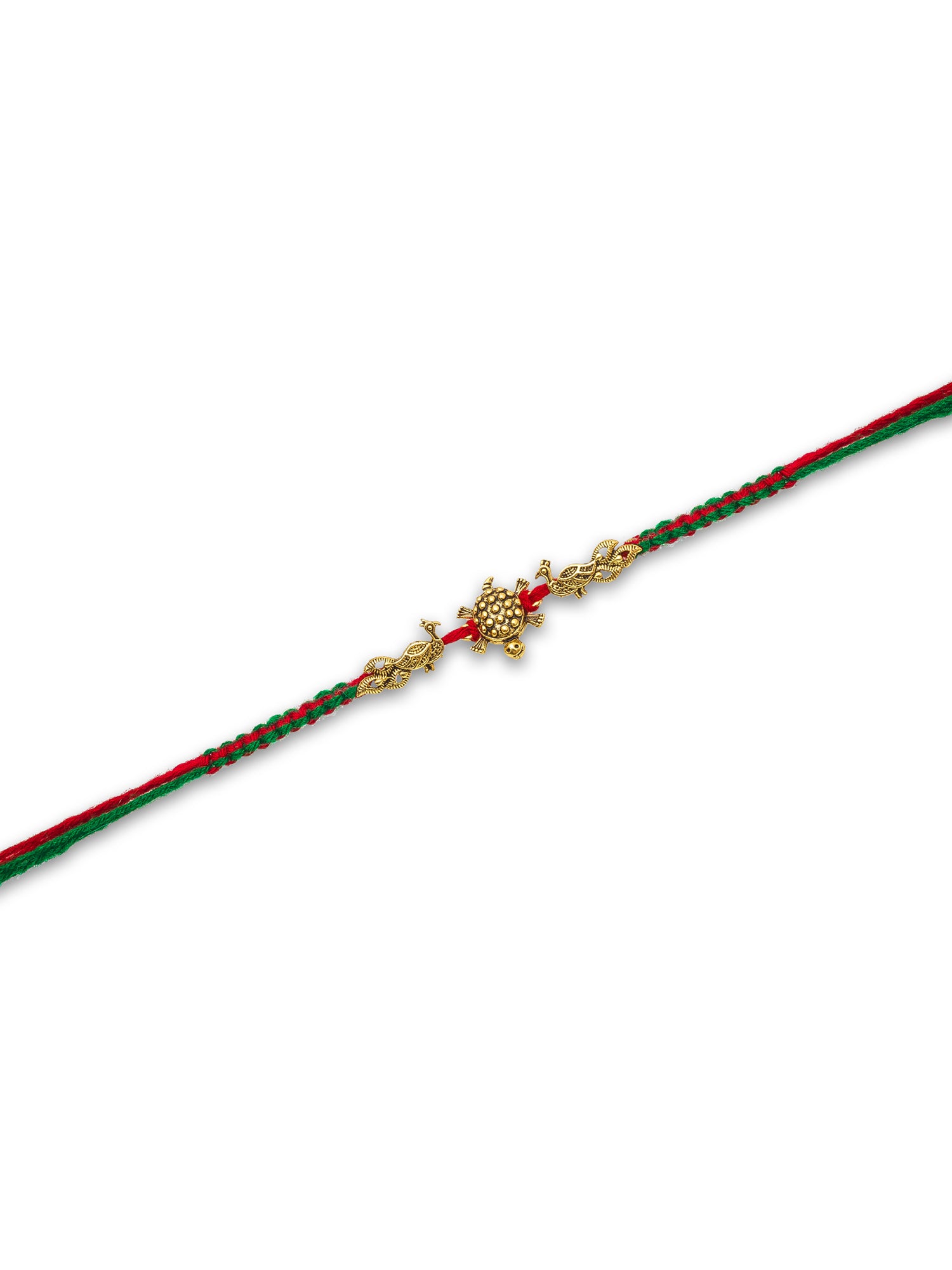 Aadita Traditional Tortoise Design Rakhi on Red-Green Thread