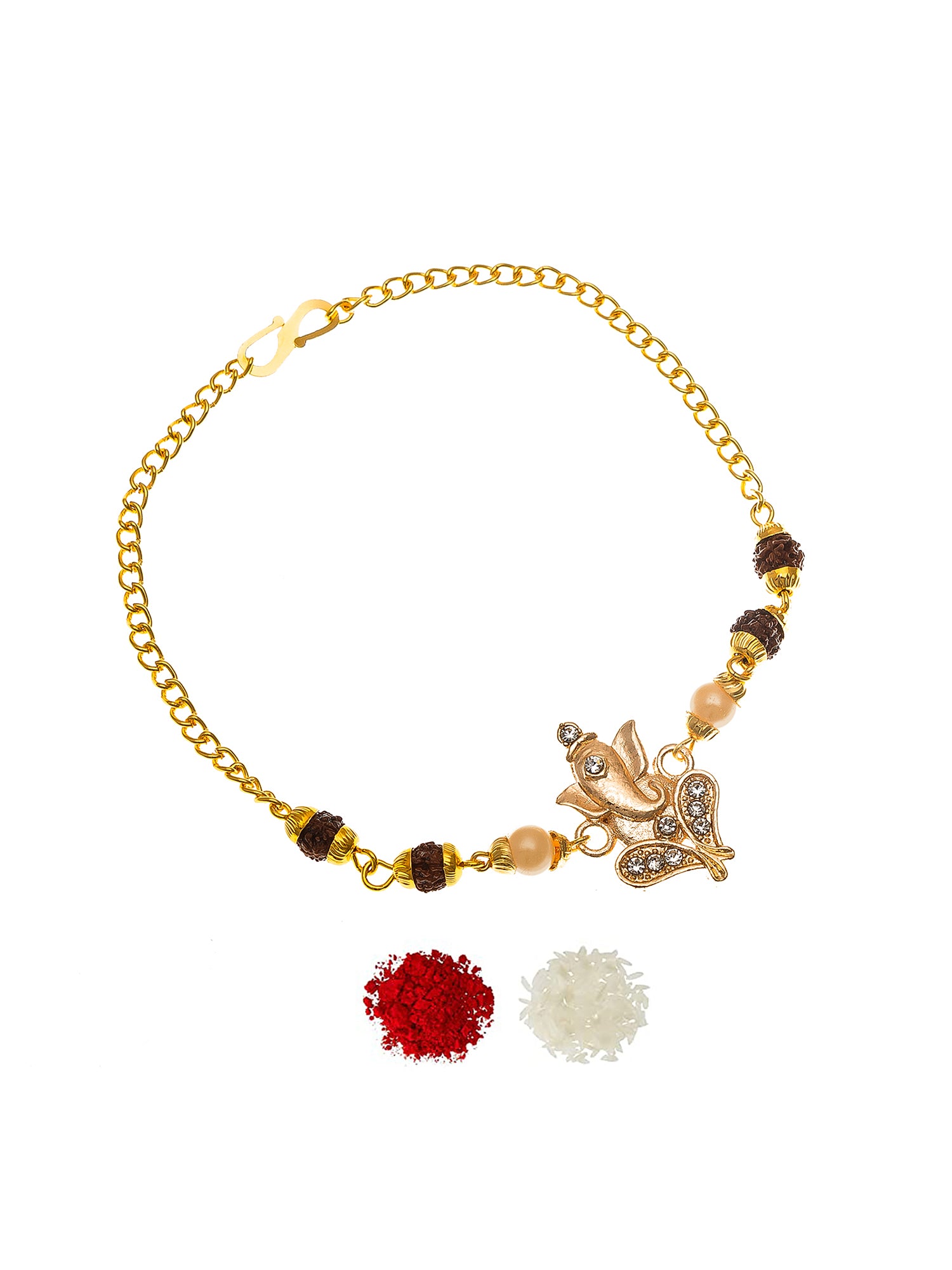 Aadita Designer Ganesh Bracelet Rakhi with Rudraksh