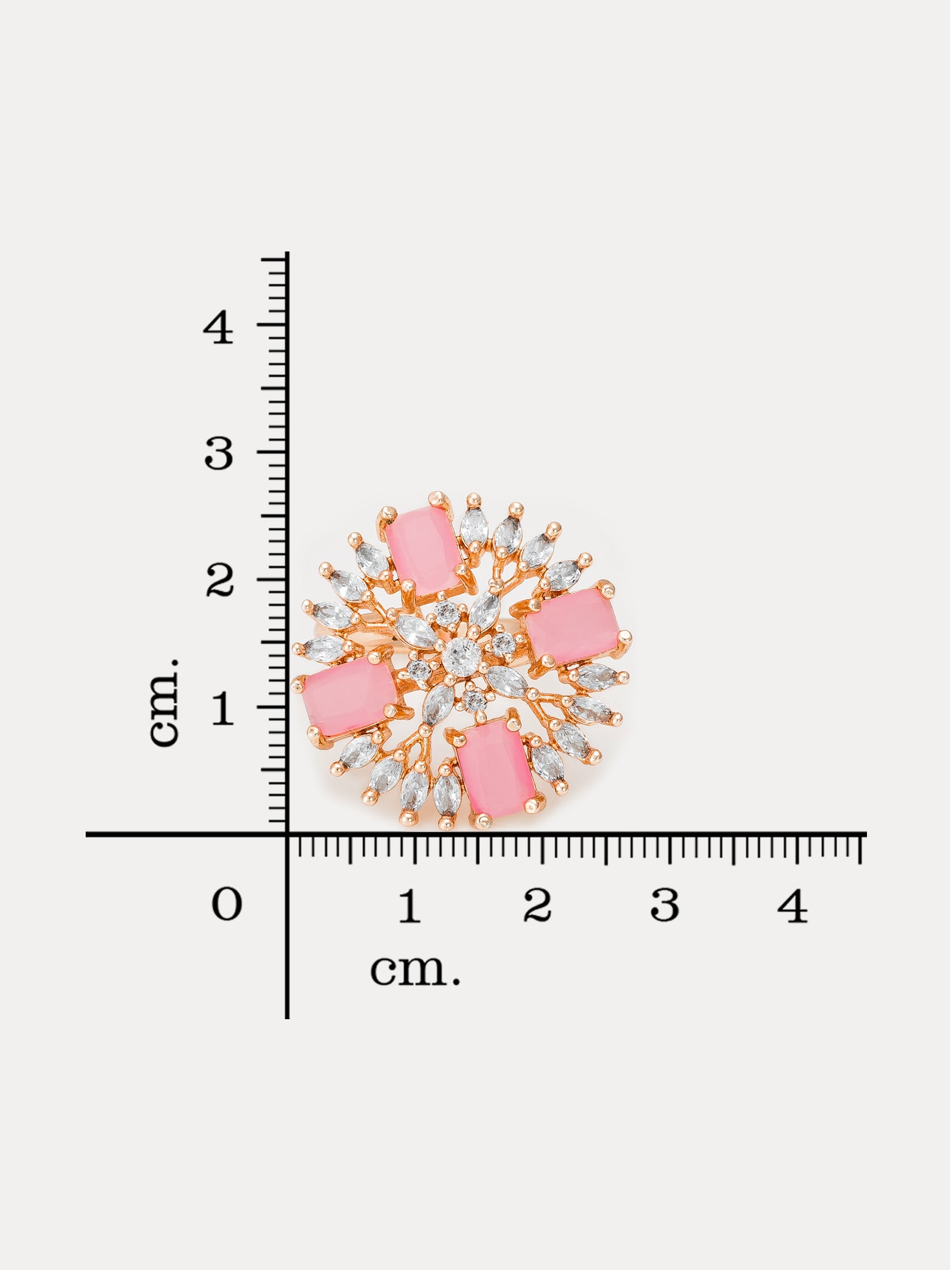 Aadita Contemporary Pink Rectangular Stone Ring with Marquise Accents