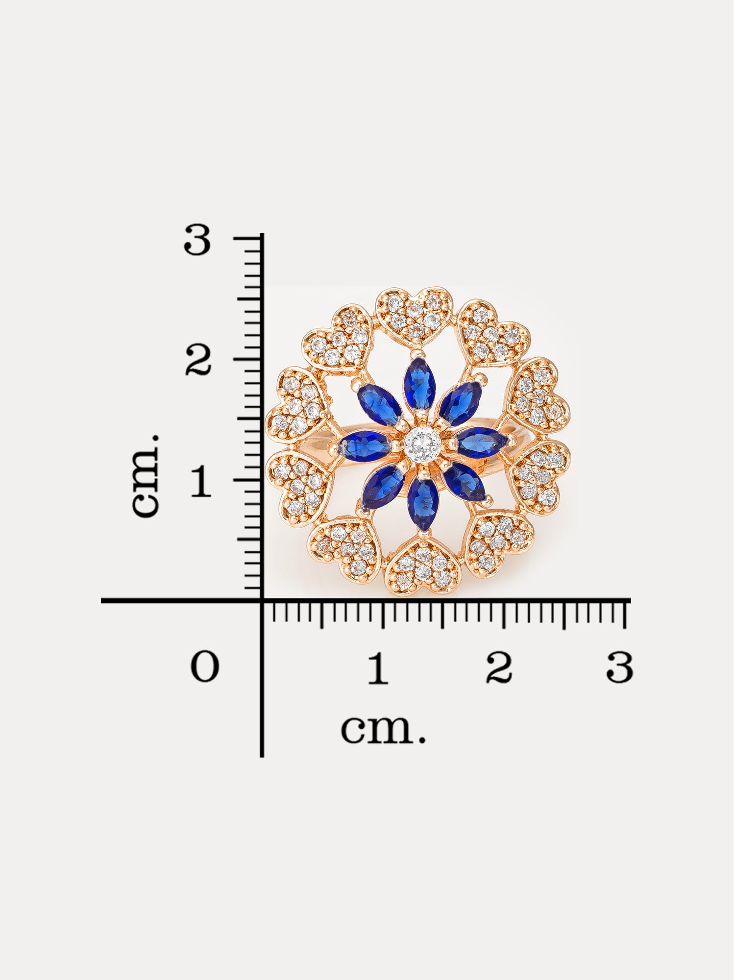 Aadita Romantic Heart Rim Blue Sapphire Floral Ring
