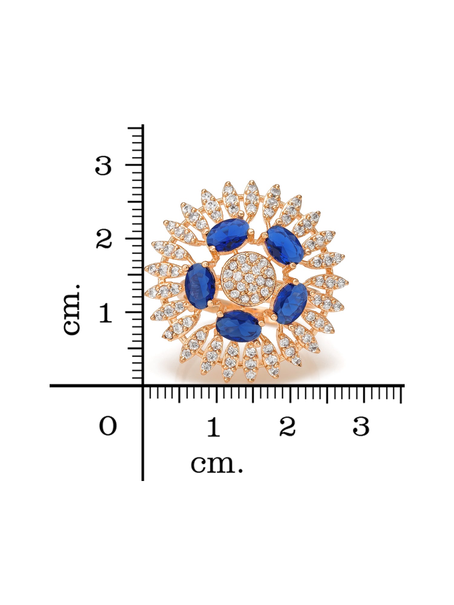 Aadita Royal Blue Sunburst Crystal Ring