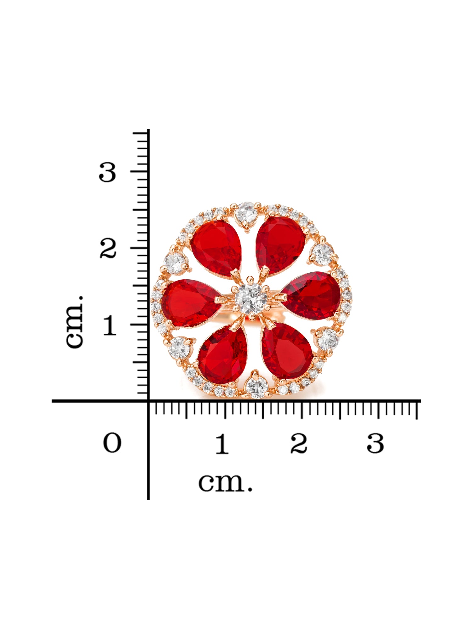 Aadita Ruby Red Floral Halo Adjustable Ring
