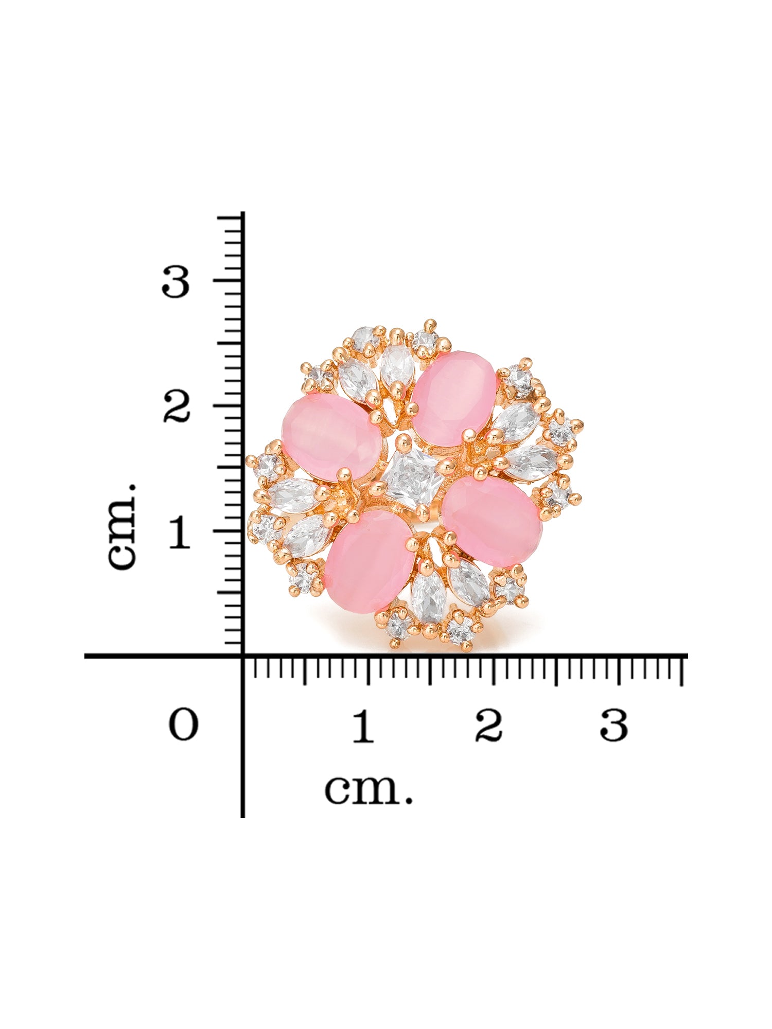 Aadita Pastel Pink Oval Cluster Statement Ring