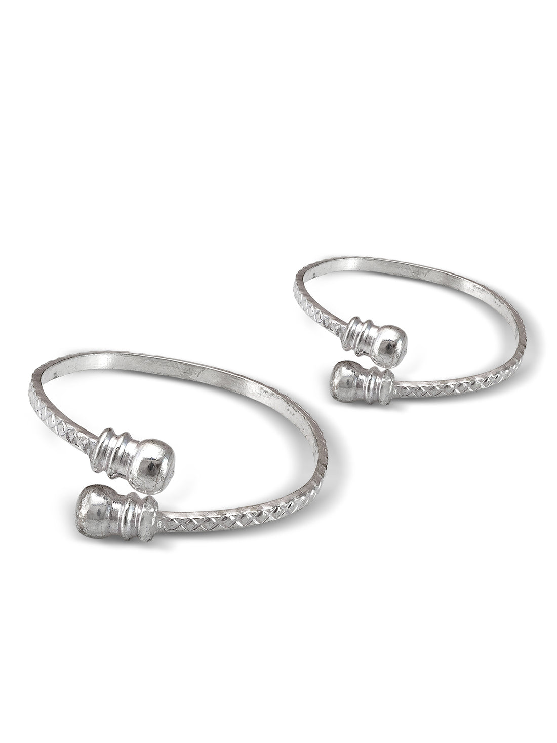 Silver Toned Etched Pattern Adjustable Toe Rings