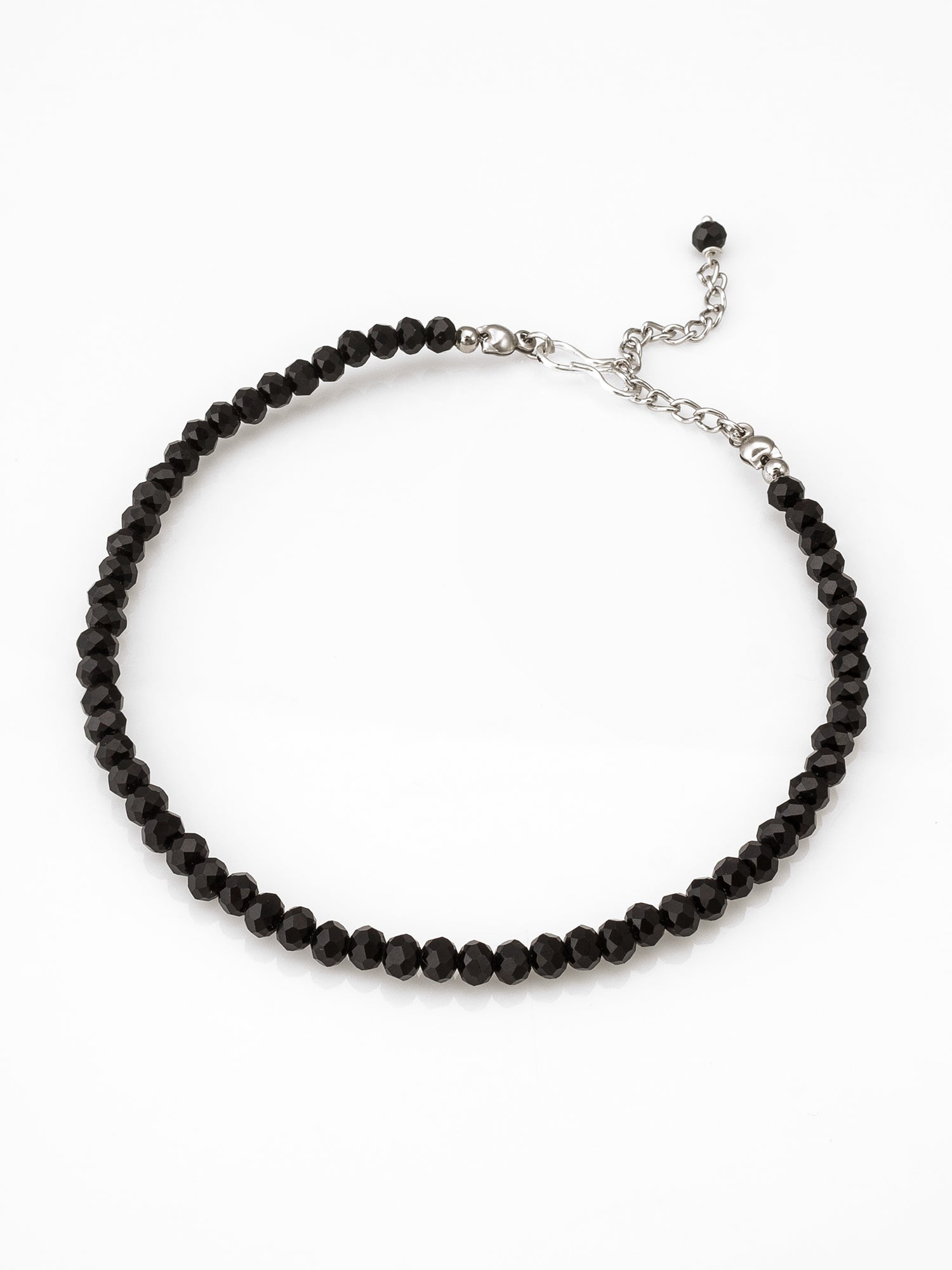 Aadita Minimalist Faceted Black Bead Single Anklet