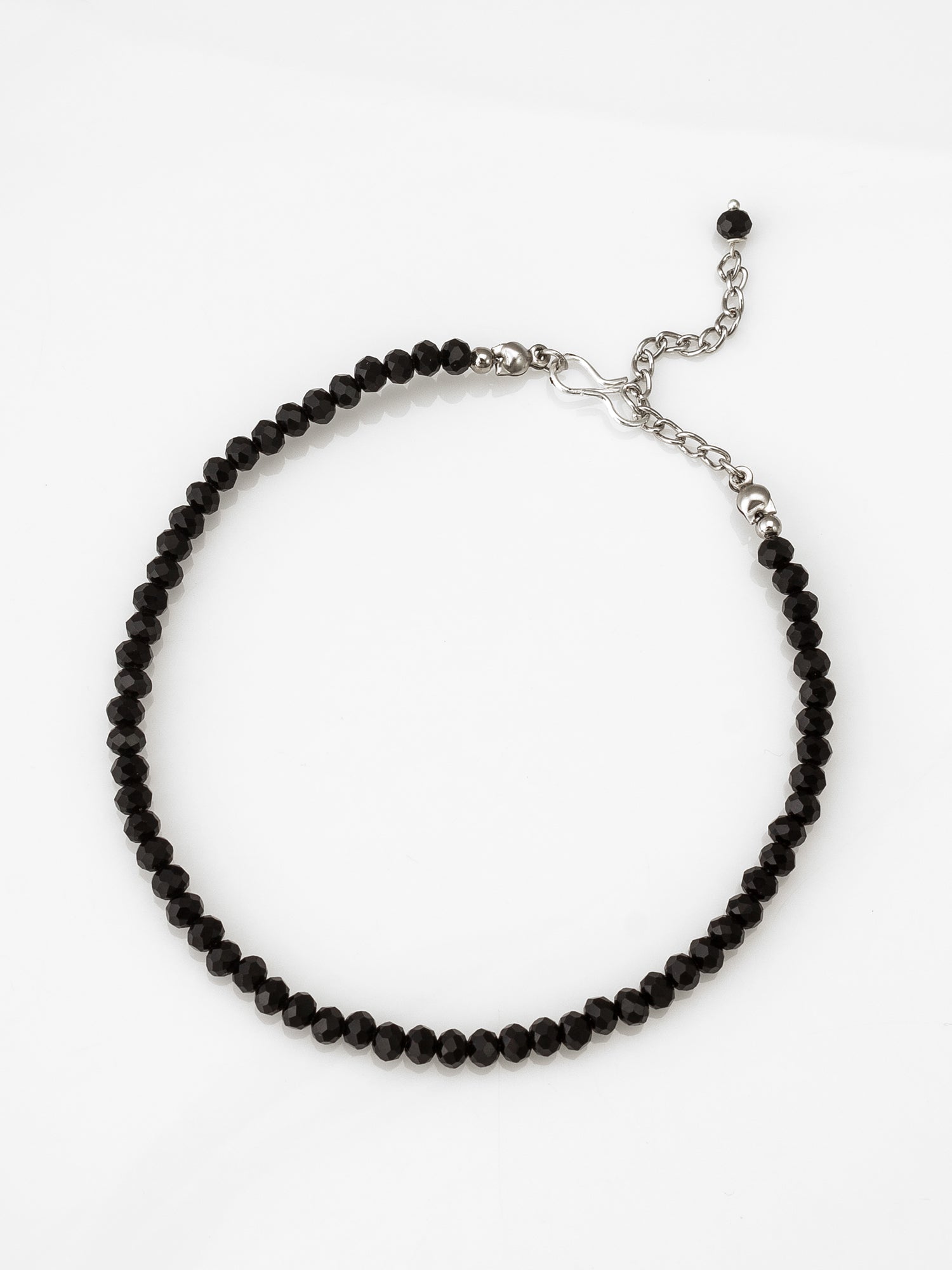 Aadita Minimalist Faceted Black Bead Single Anklet