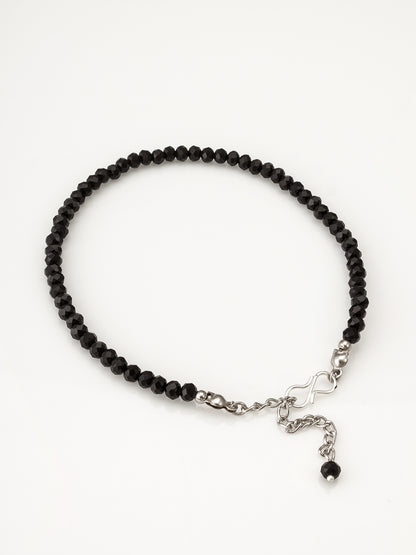 Aadita Minimalist Faceted Black Bead Single Anklet