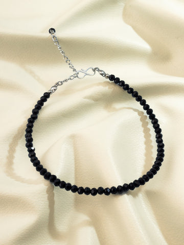 Aadita Minimalist Faceted Black Bead Single Anklet