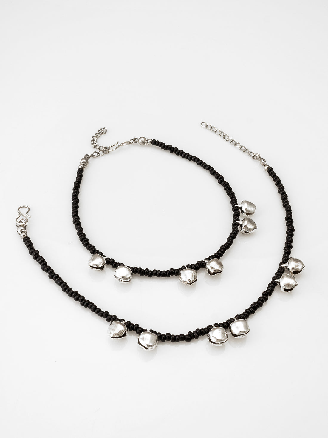 Aadita Ghungroo Embellished Black Seed Bead Anklet Pair