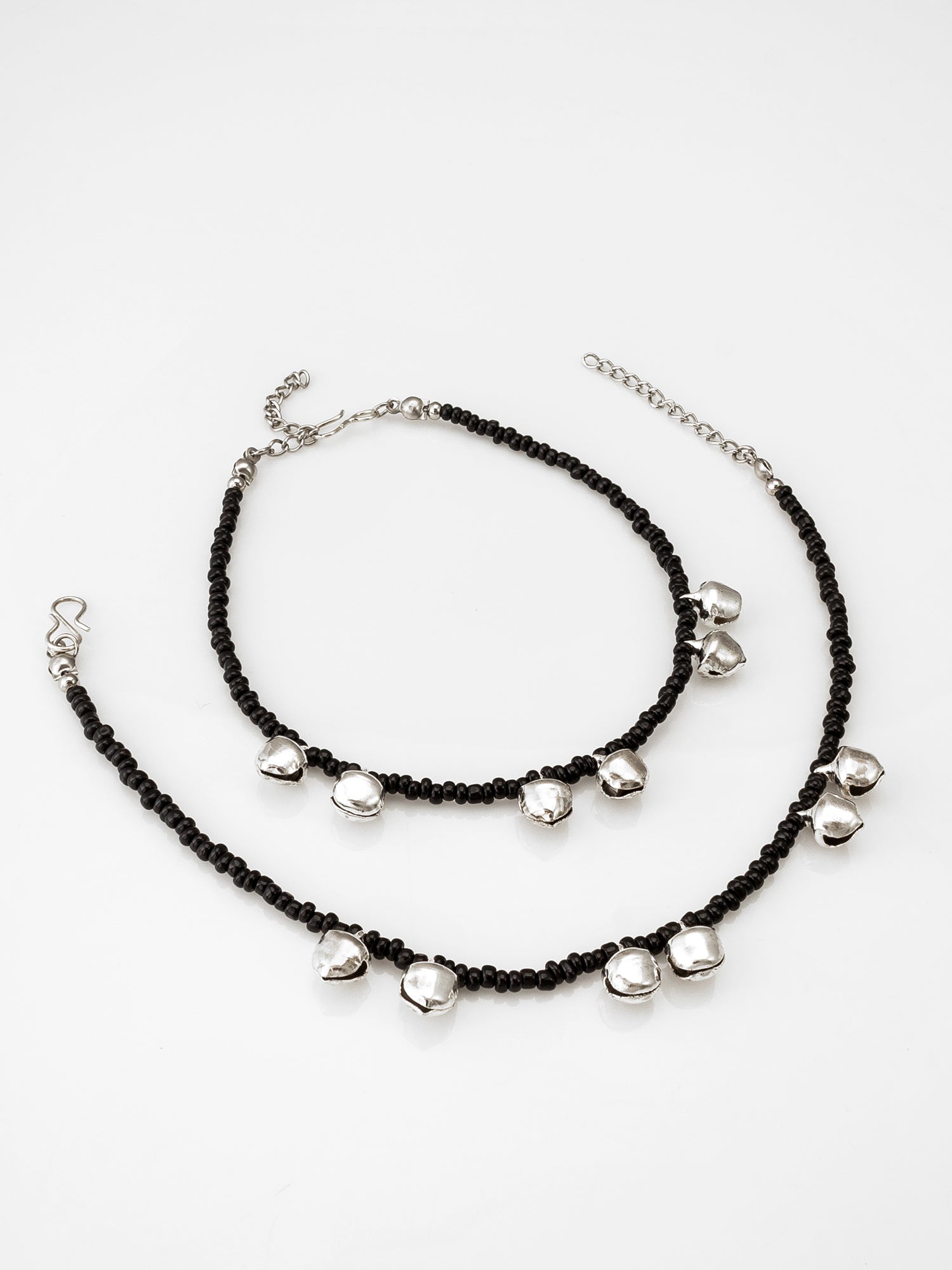 Aadita Ghungroo Embellished Black Seed Bead Anklet Pair