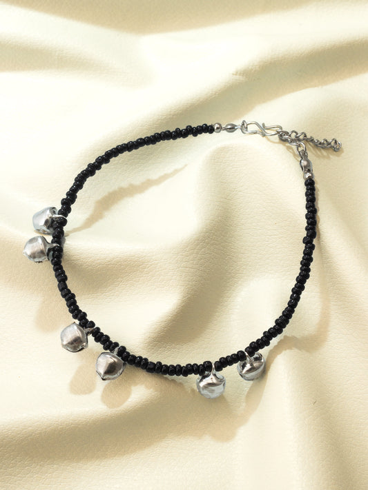 Aadita Traditional Ghungroo Black Beaded Single Anklet