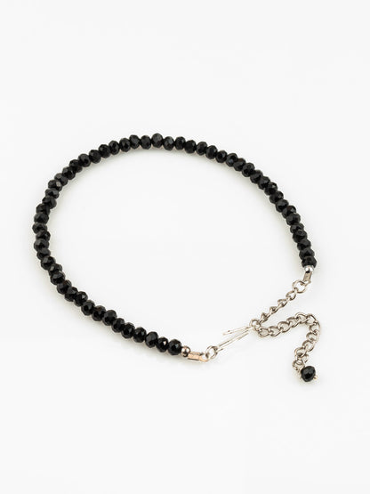 Aadita Silver Plated Black Beaded Stylish Anklet Set for Women and Girls WAK5223