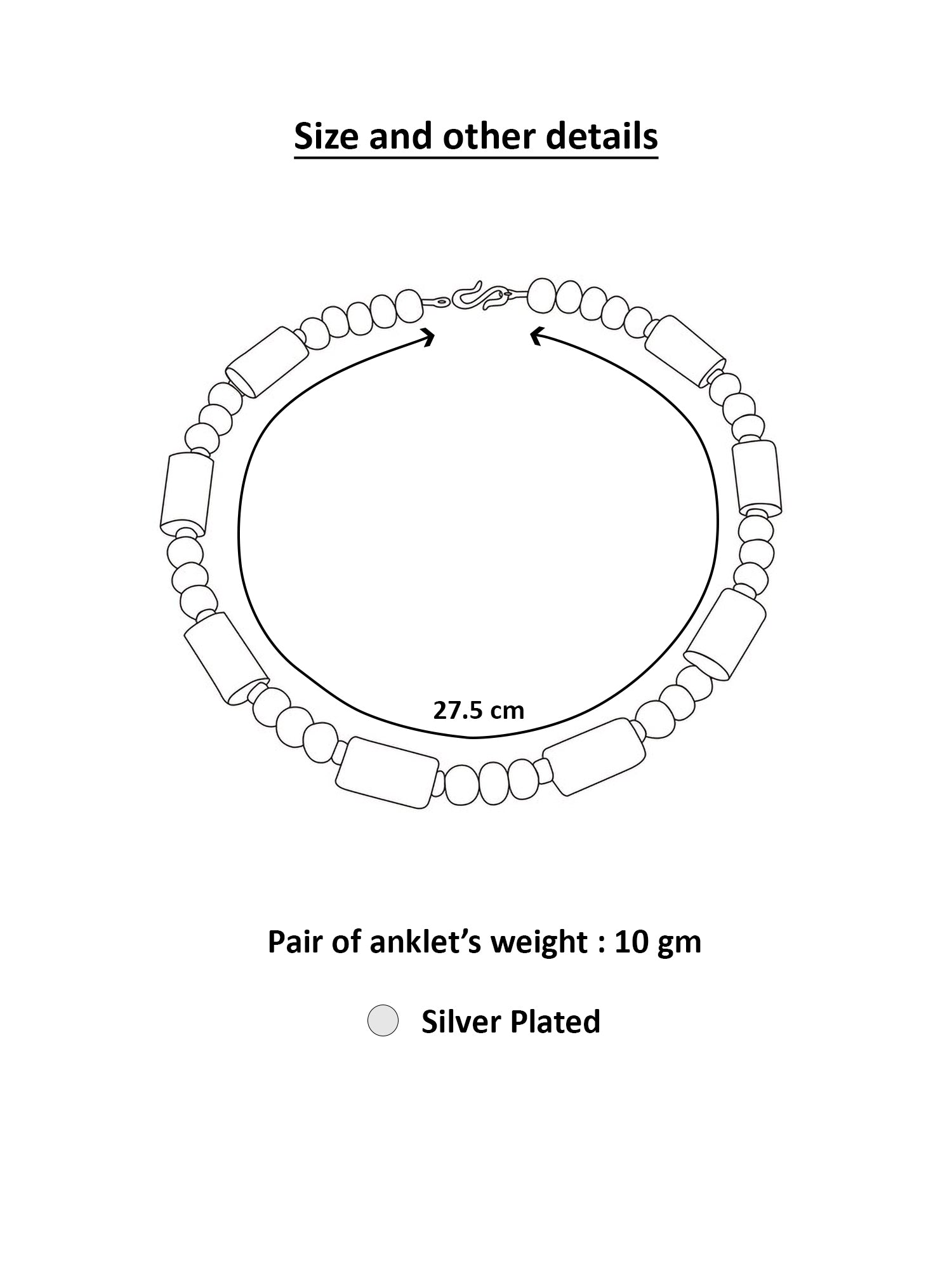 Aadita Silver Plated Black Beaded Stylish Anklet Set for Women and Girls
