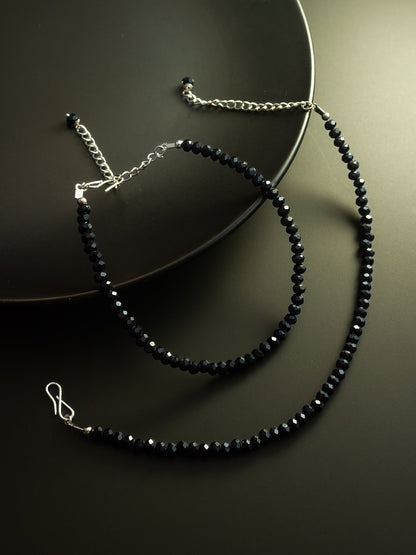 Aadita Silver Plated Black Beaded Stylish Anklet Set for Women and Girls WAK5223