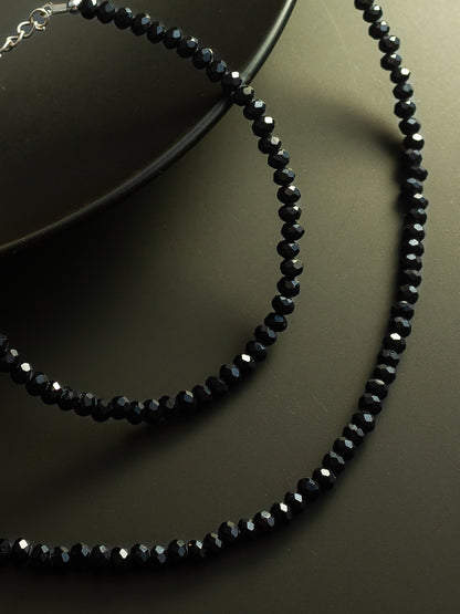 Aadita Silver Plated Black Beaded Stylish Anklet Set for Women and Girls