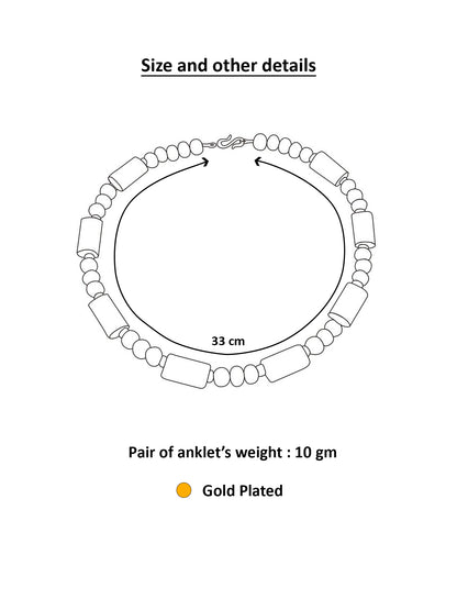 Aadita Gold Plated Red Floral Designer Pearl Chain Anklet Set for Women & Girls