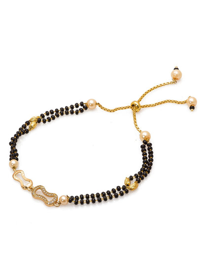 Aadita Geometric Link Dual Strand Gold Mangalsutra Bracelet