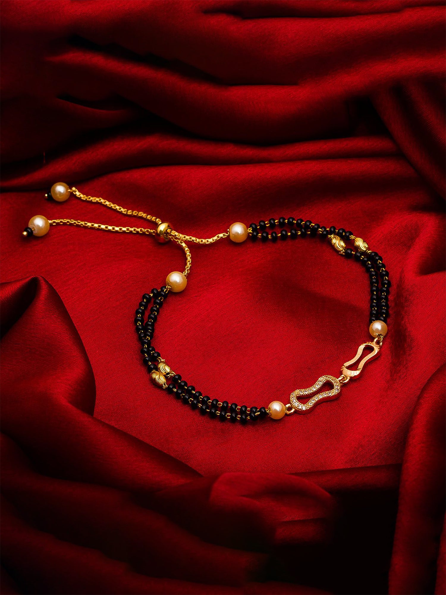 Aadita Geometric Link Dual Strand Gold Mangalsutra Bracelet