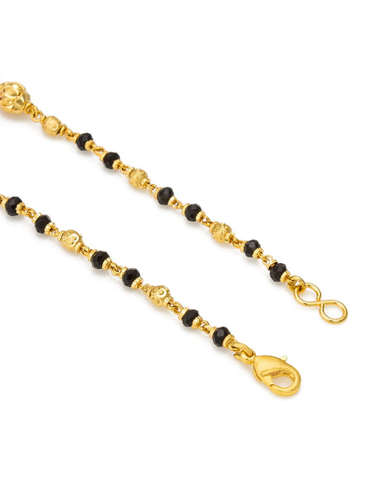Aadita Triple Evil Eye Black Bead Gold Mangalsutra Bracelet