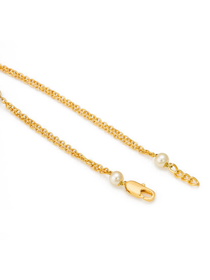 Aadita Double Chain Gold Bracelet with Beaded Charm Drop
