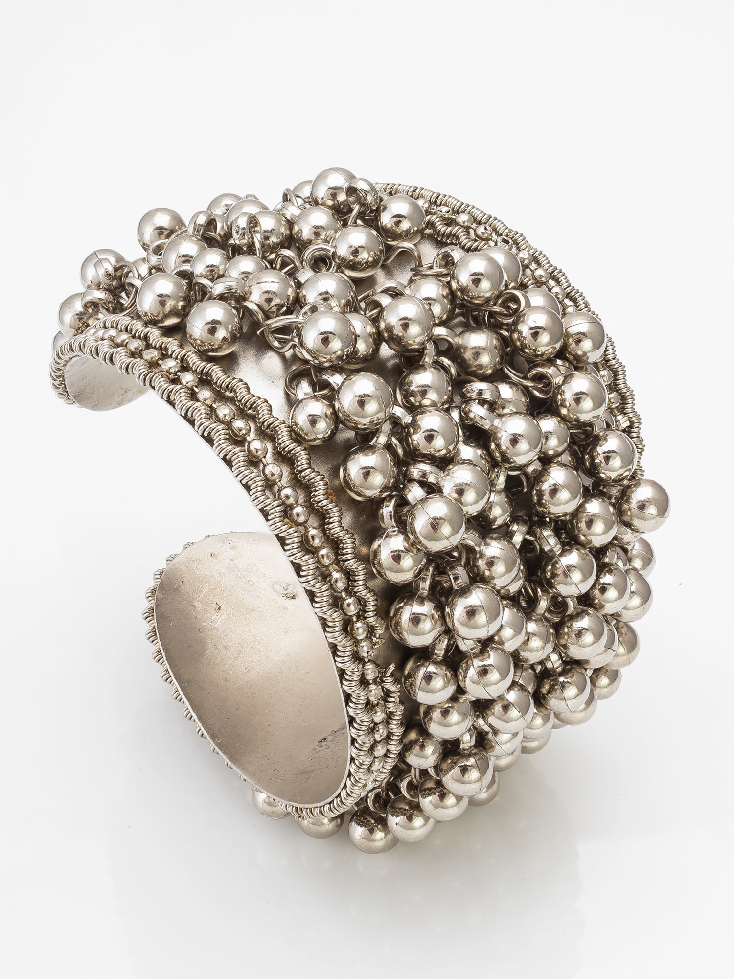 Aadita Heavy Oxidized Silver Ghungroo Cuff Bracelet