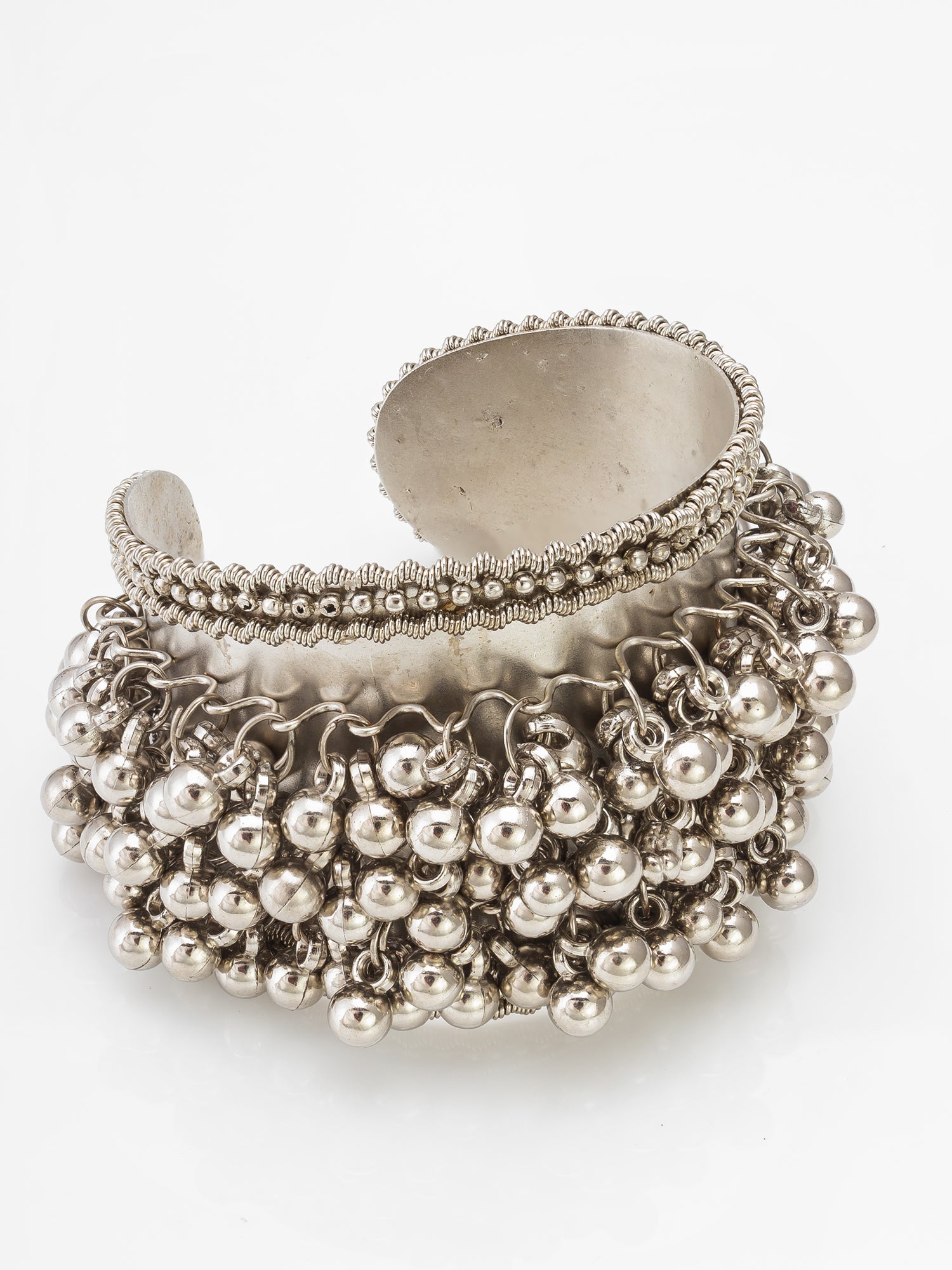 Aadita Heavy Oxidized Silver Ghungroo Cuff Bracelet