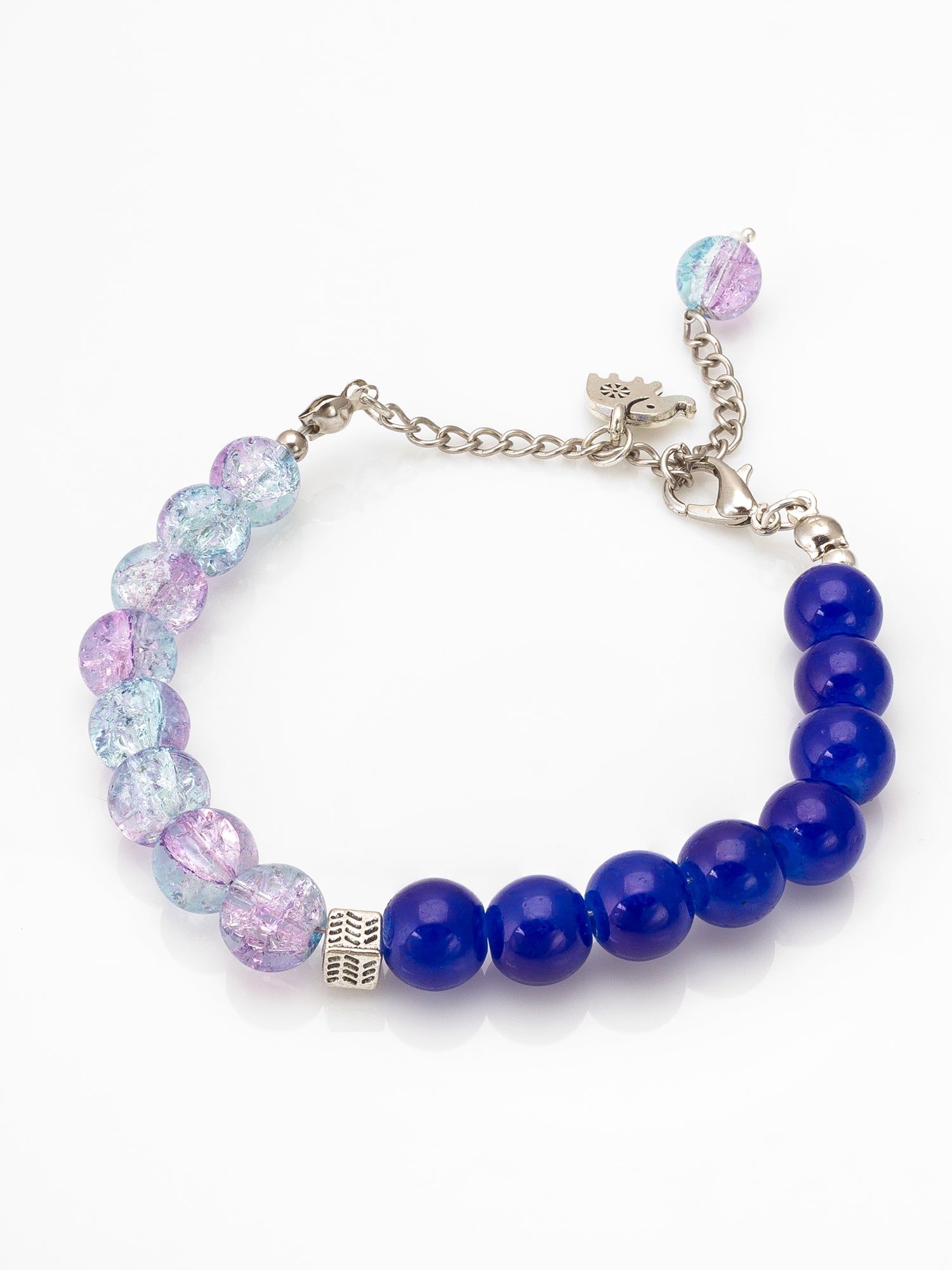 Aadita Contemporary Two-Tone Blue and Purple Beaded Charm Bracelet