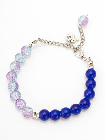 Aadita Contemporary Two-Tone Blue and Purple Beaded Charm Bracelet