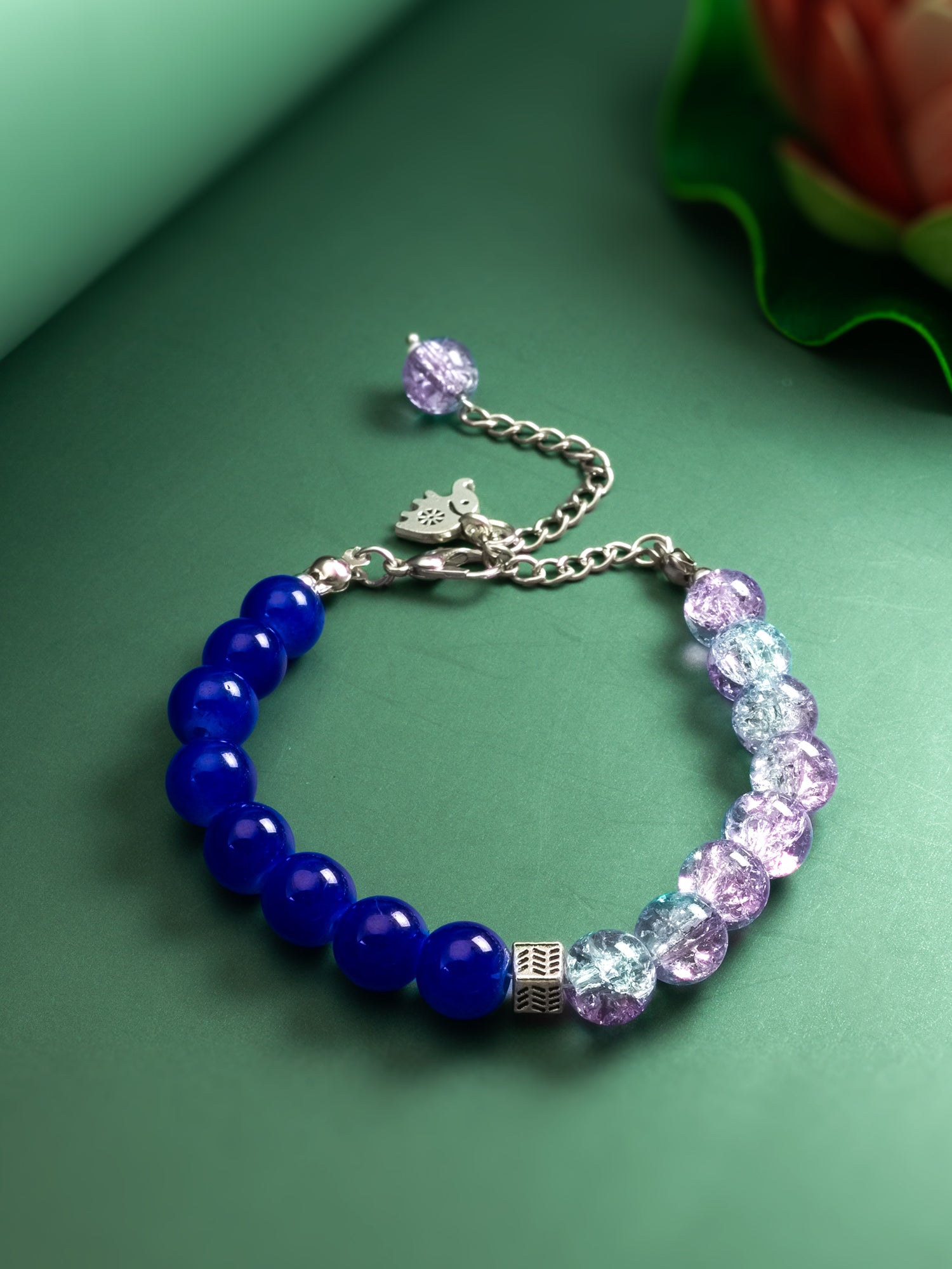 Aadita Contemporary Two-Tone Blue and Purple Beaded Charm Bracelet
