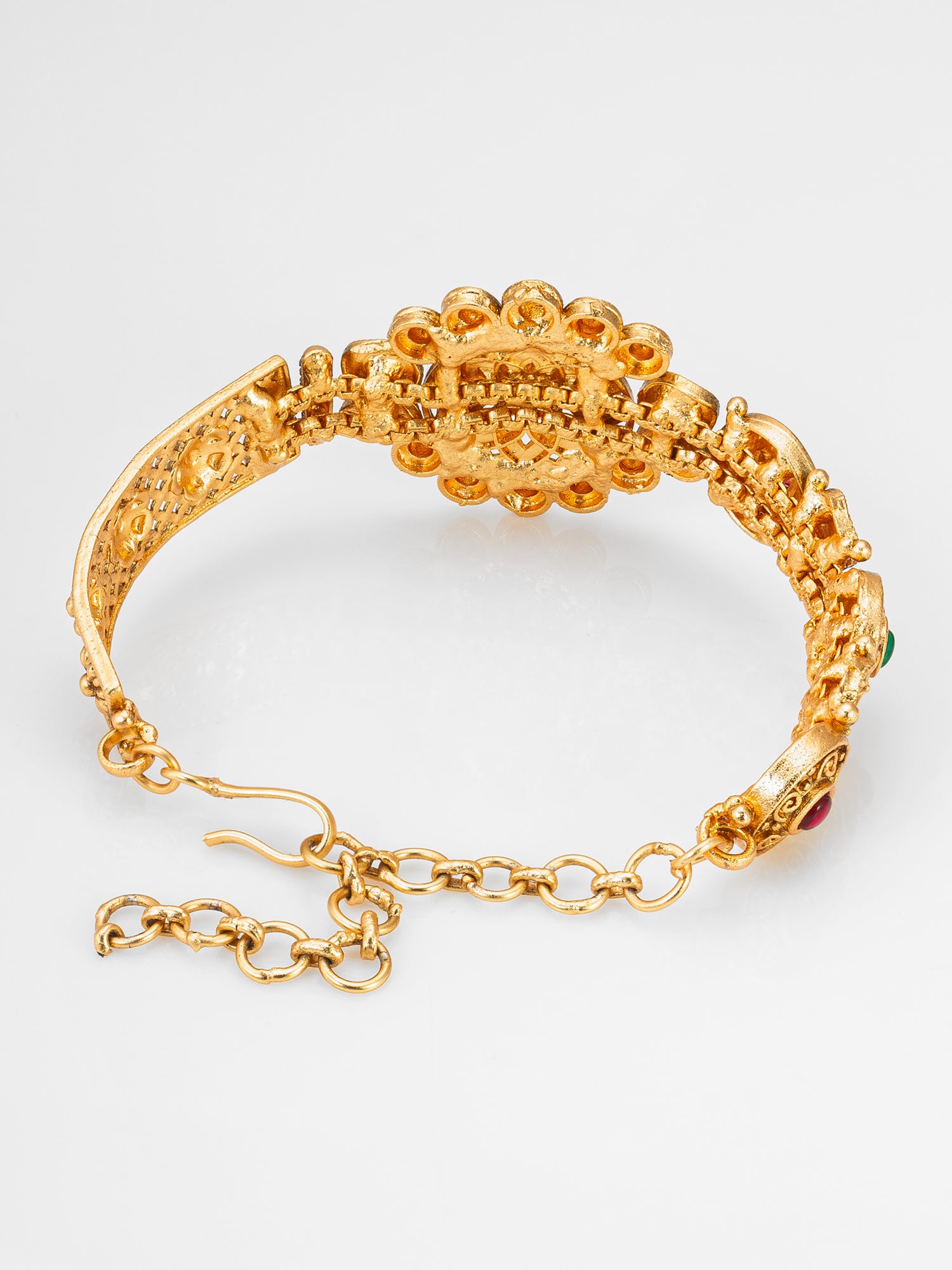 Aadita Traditional Antique Gold-Toned Floral Centerpiece Bracelet