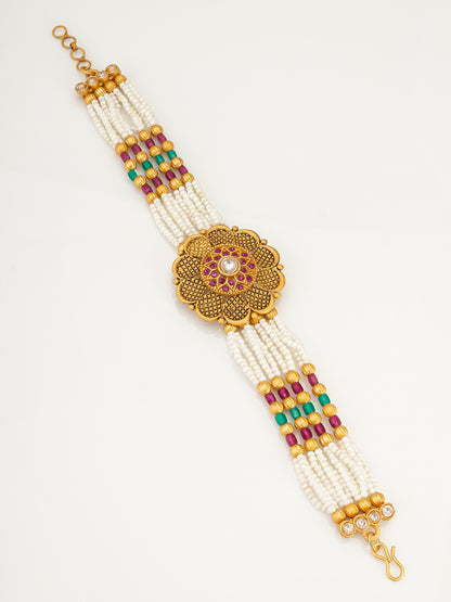 Aadita Traditional Floral Pearl Multi-Strand Bracelet