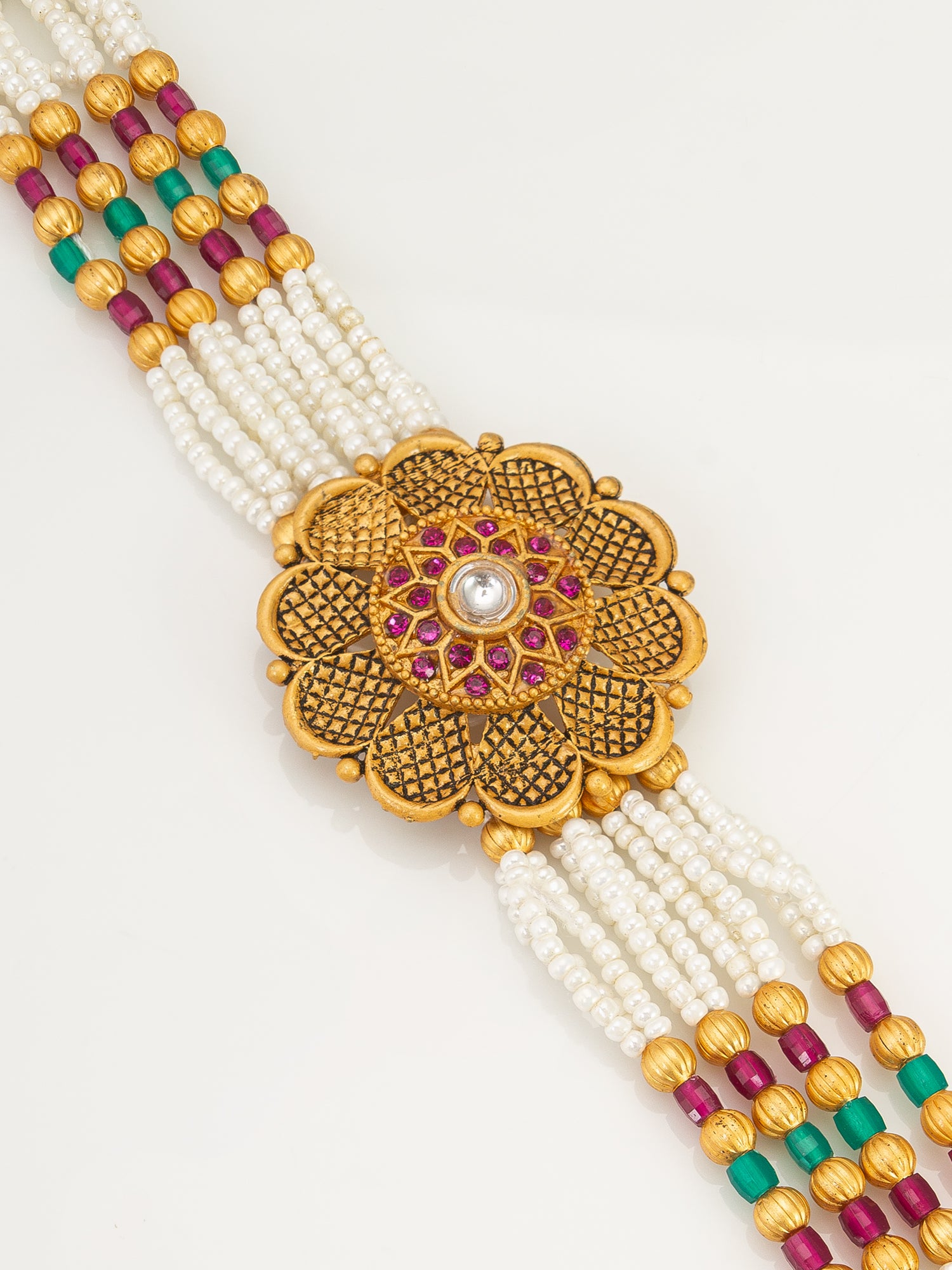 Aadita Traditional Floral Pearl Multi-Strand Bracelet