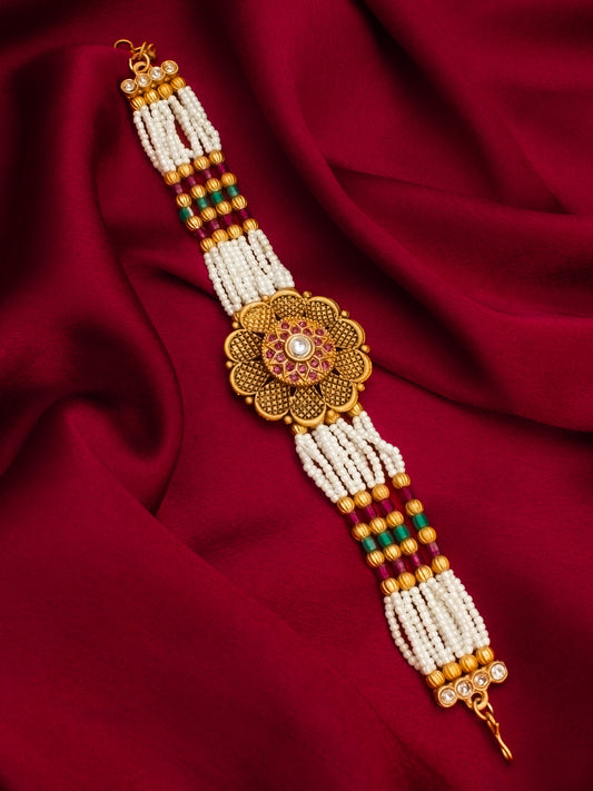 Aadita Traditional Floral Pearl Multi-Strand Bracelet