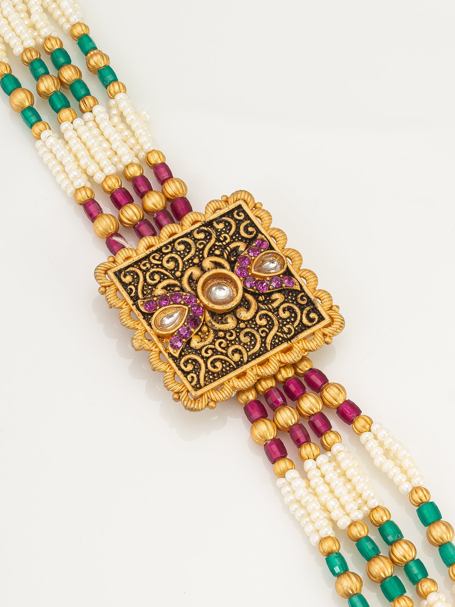 Aadita Royal Square Filigree Pearl Bracelet