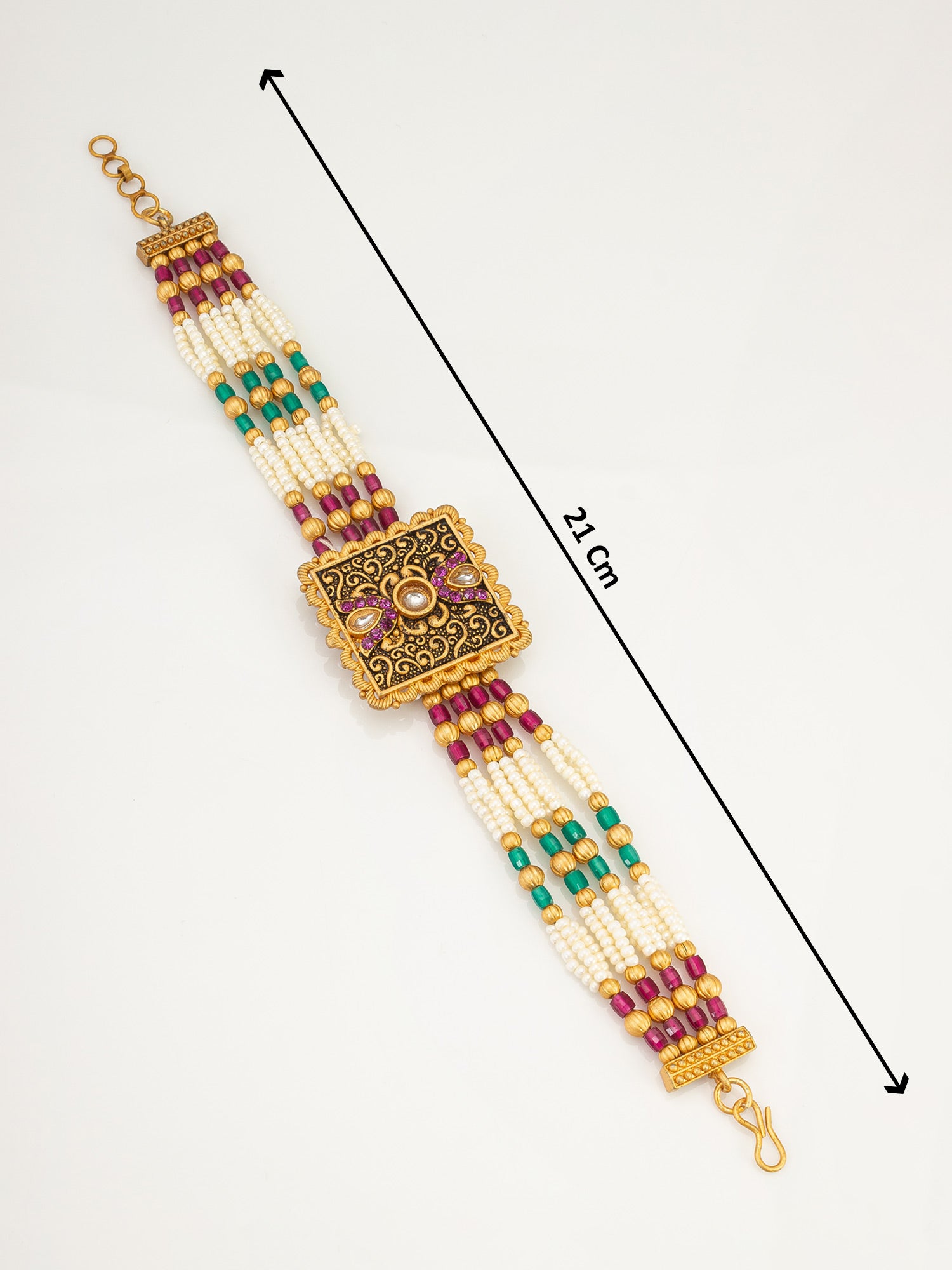 Aadita Royal Square Filigree Pearl Bracelet