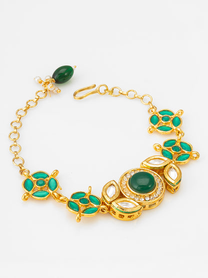 Aadita Emerald Green Kundan Link Bracelet