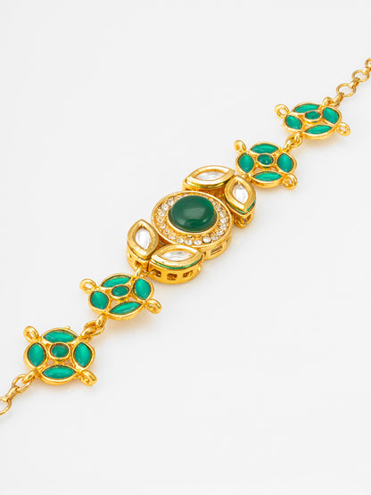 Aadita Emerald Green Kundan Link Bracelet