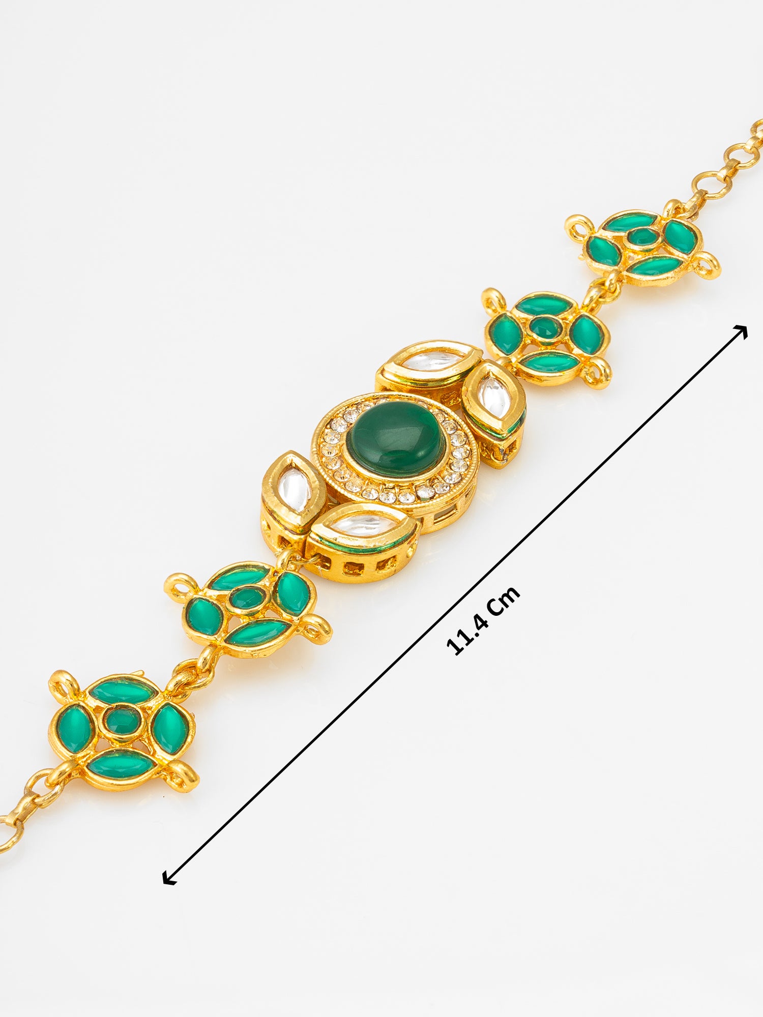 Aadita Emerald Green Kundan Link Bracelet