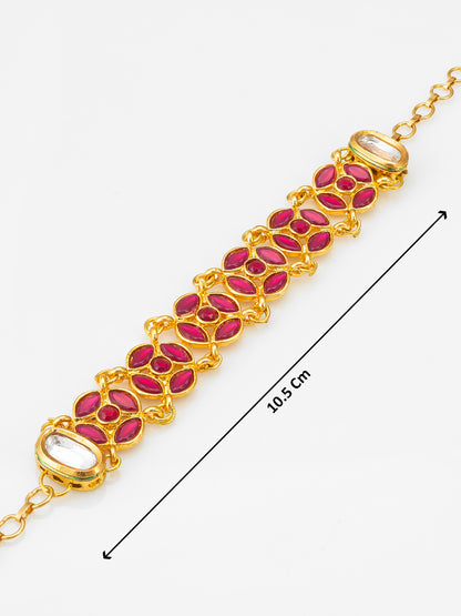 Aadita Ruby Red Floral Kundan Link Bracelet