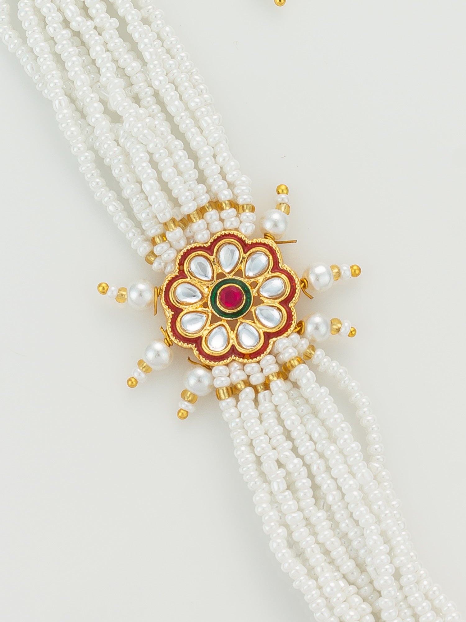 Aadita Red Floral Motif Pearl Bracelet