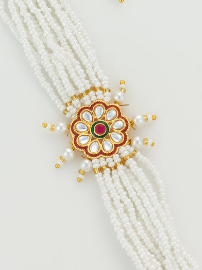 Aadita Red Floral Motif Pearl Bracelet