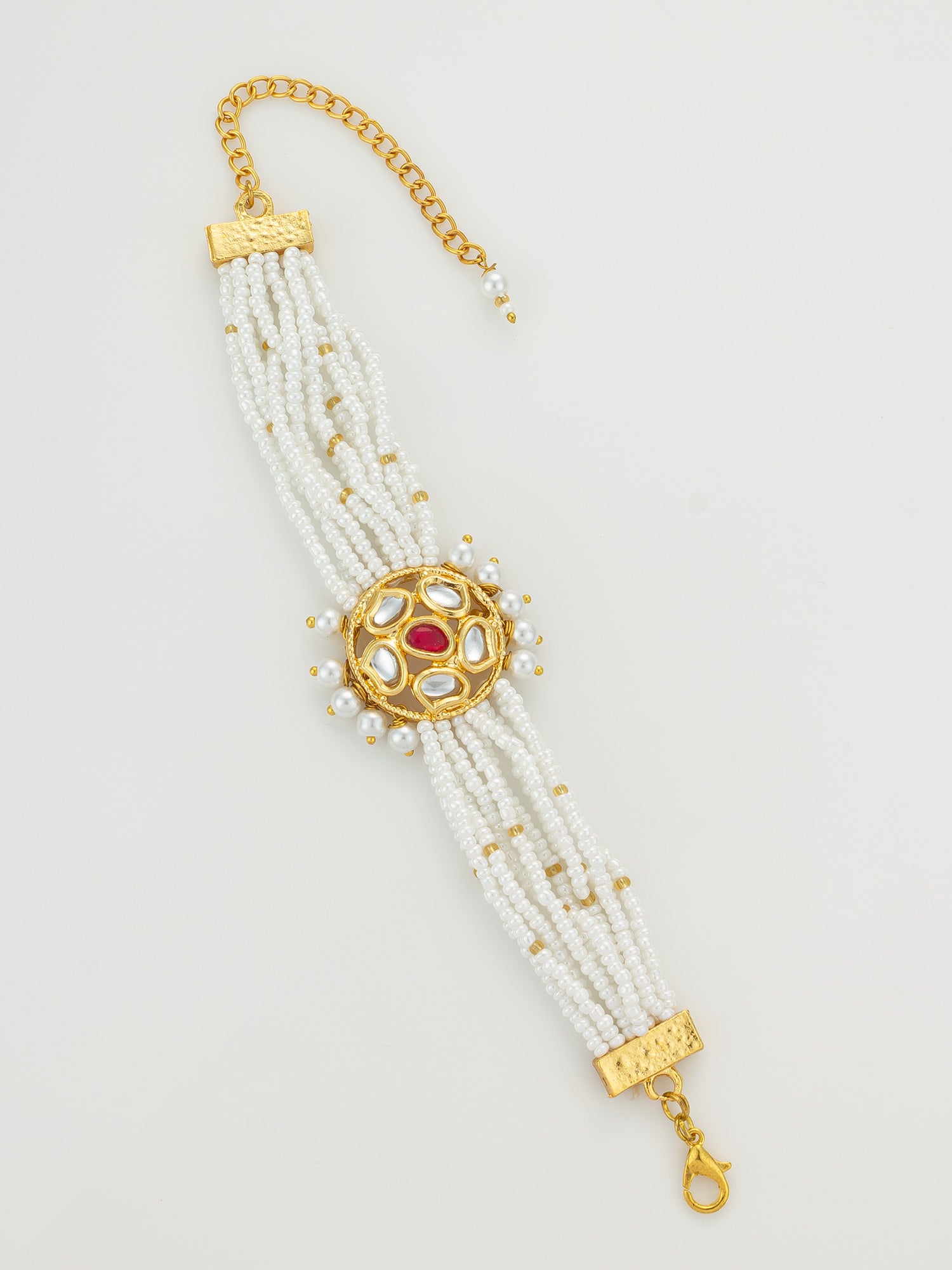 Aadita Kundan Studded Gold Floral Bracelet