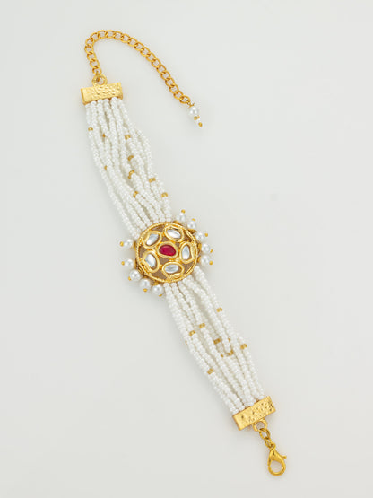 Aadita Kundan Studded Gold Floral Bracelet