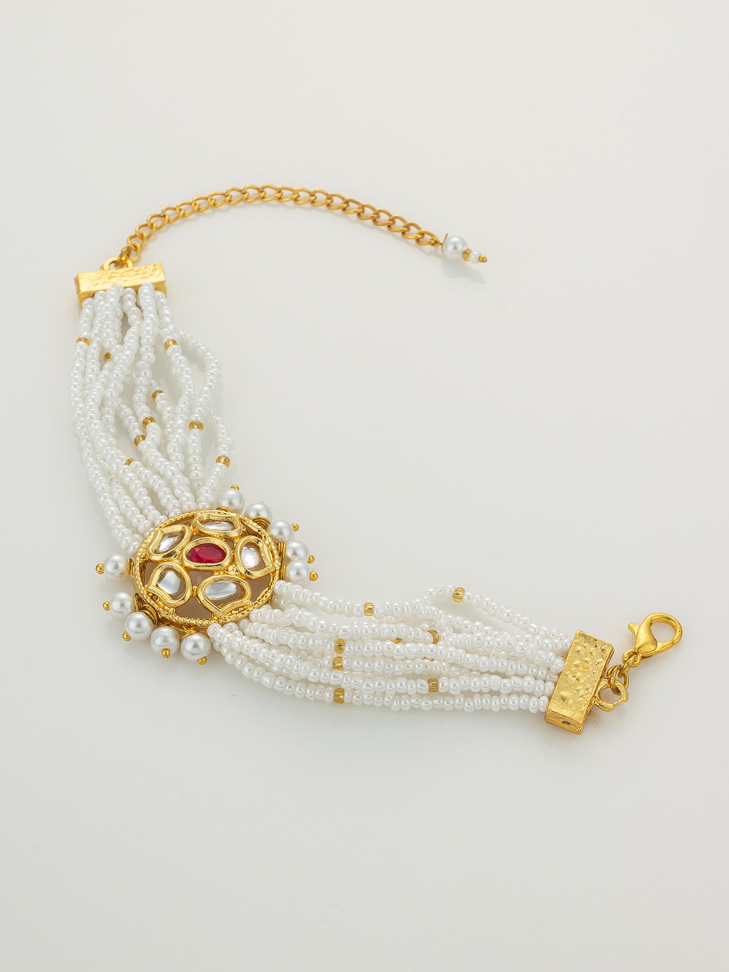 Aadita Kundan Studded Gold Floral Bracelet