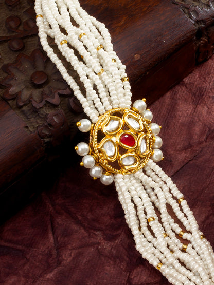Aadita Kundan Studded Gold Floral Bracelet