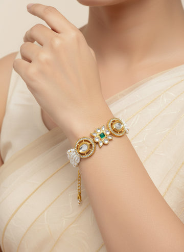 Aadita Geometric Crystal and Pearl Bracelet