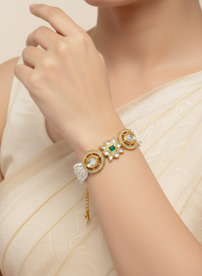 Aadita Geometric Crystal and Pearl Bracelet