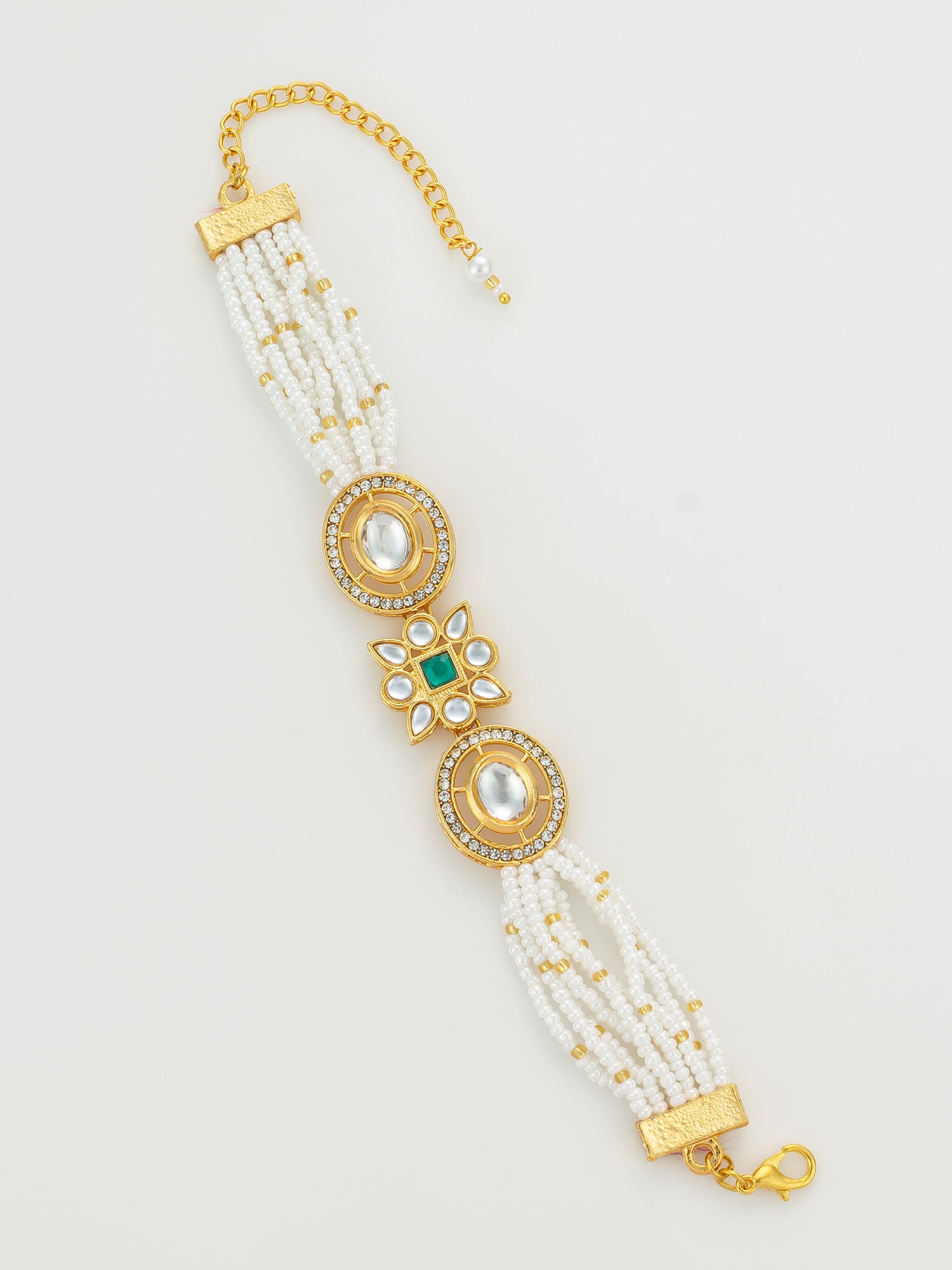 Aadita Geometric Crystal and Pearl Bracelet