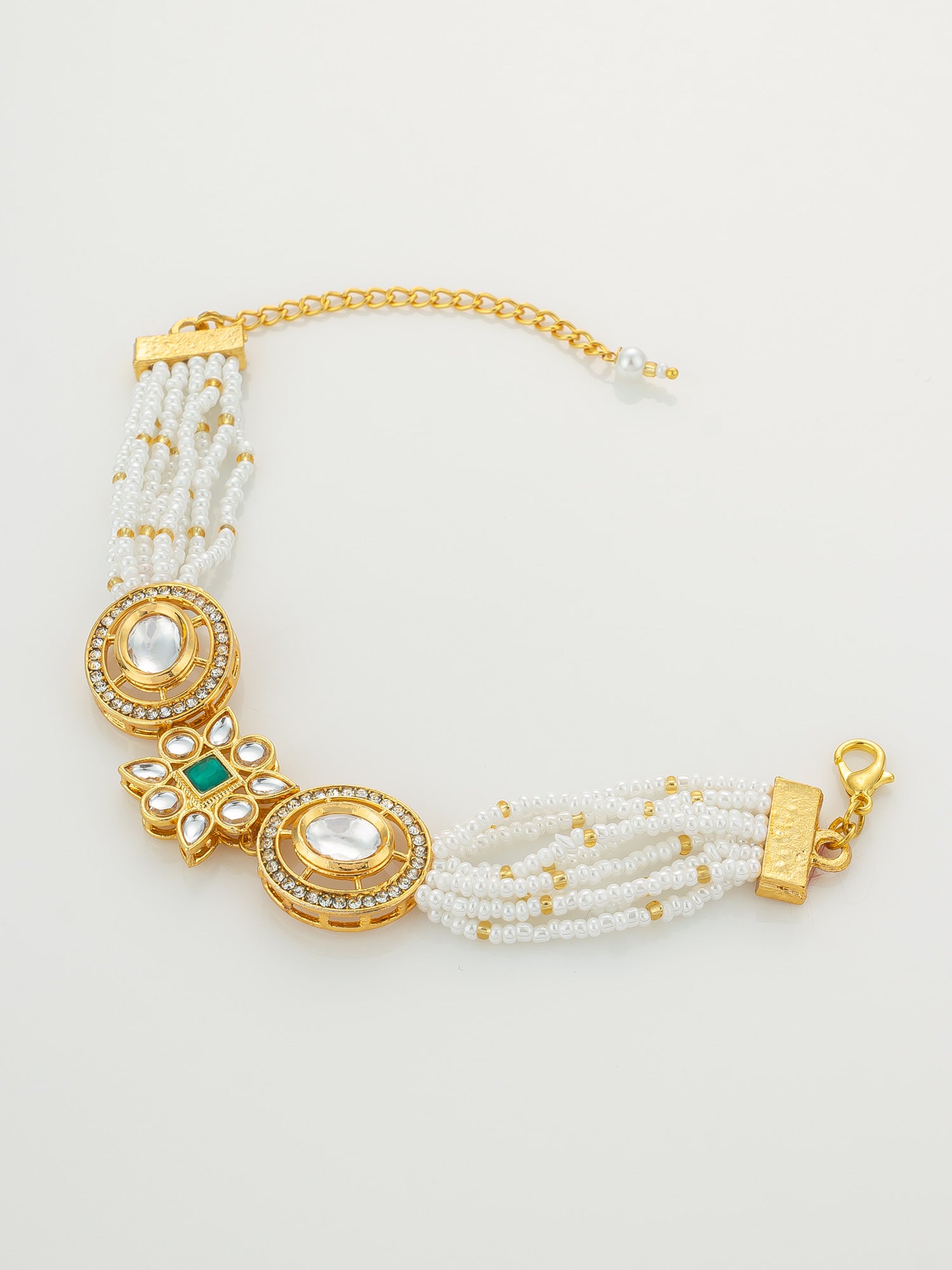 Aadita Geometric Crystal and Pearl Bracelet