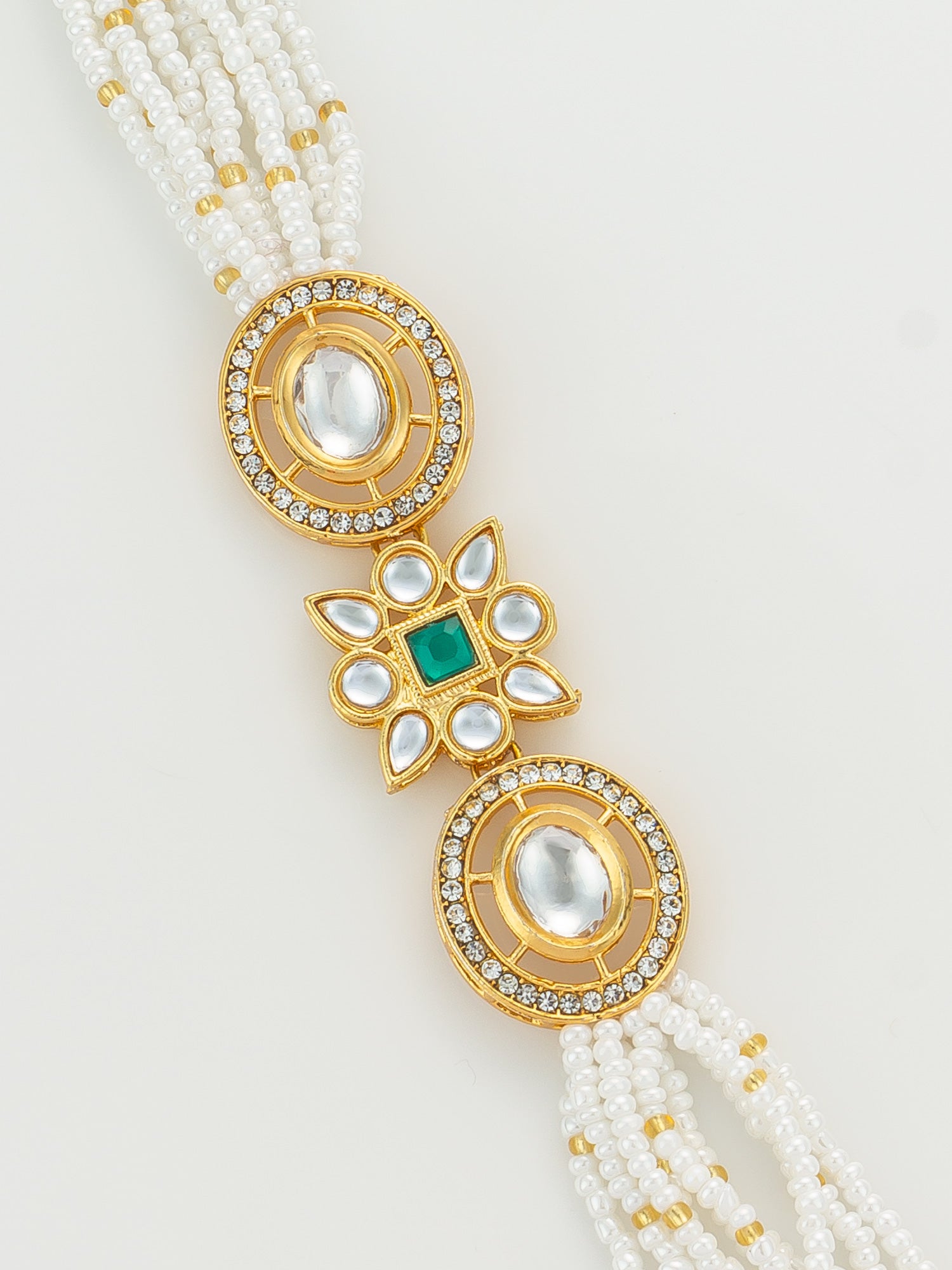 Aadita Geometric Crystal and Pearl Bracelet